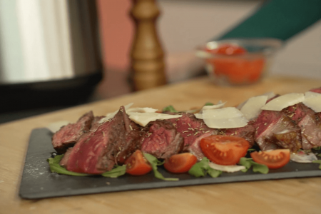 Sliced beef in air fryer