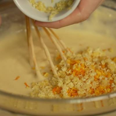 Pour the mixture into the cake container