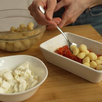 gnocchi, tomatoes and mozzarella