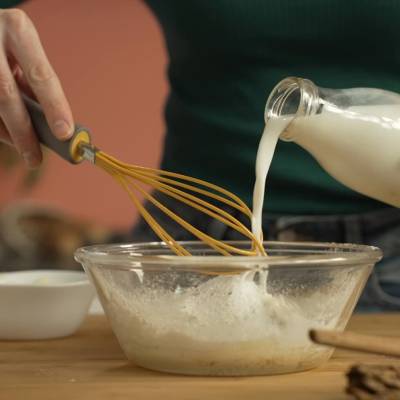 mix the ingredients for apple muffins