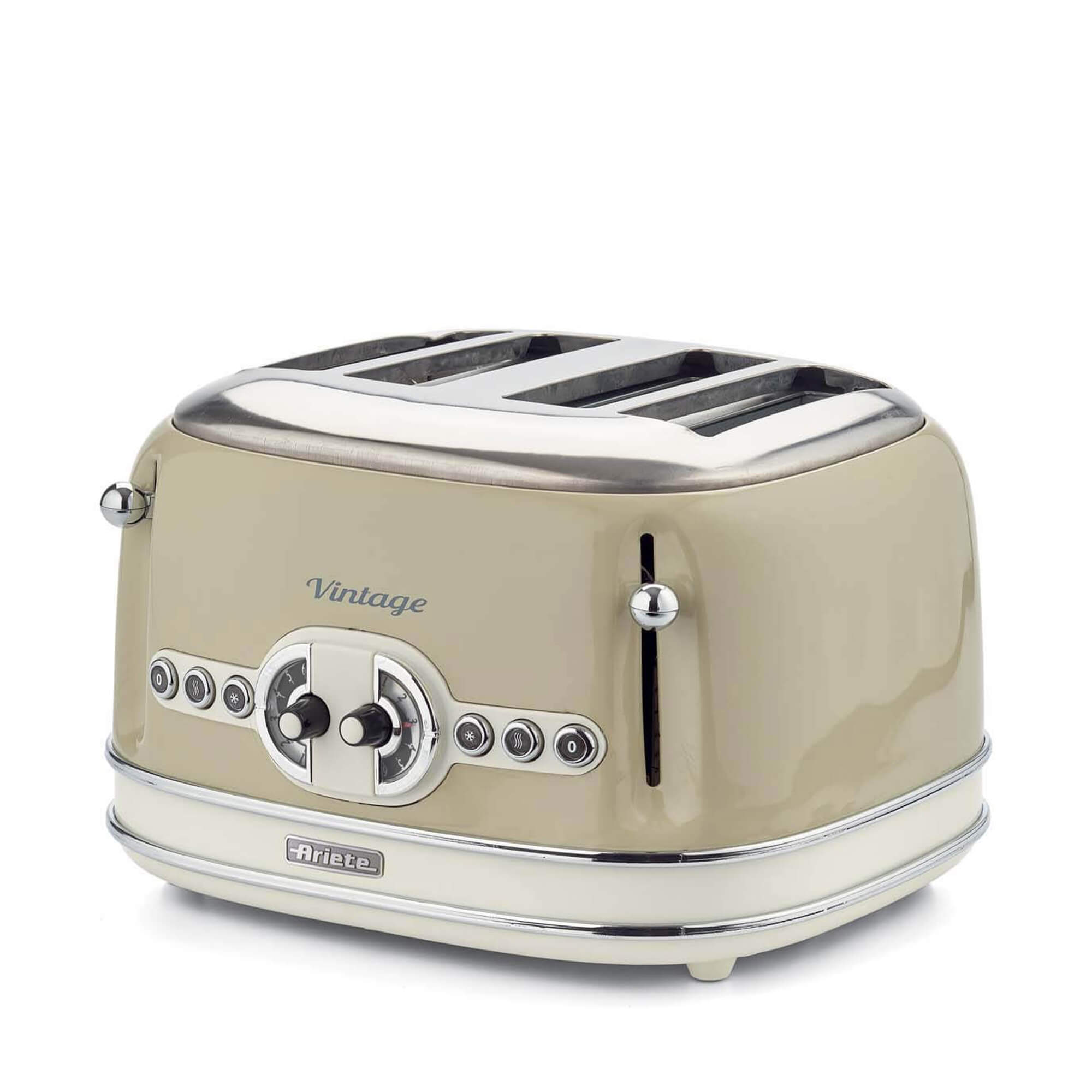 Ariete Vintage Style 2 Slice Toaster With Defrost And Reheat, Beige 